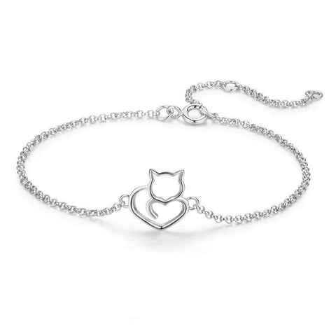 Cat And Heart Bracelet