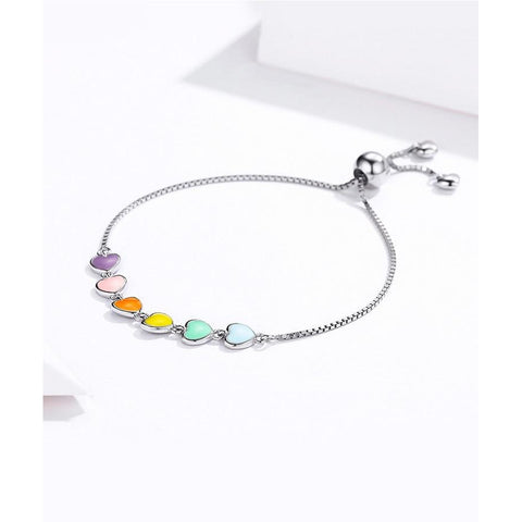Rainbow Heart Color  Bracelet