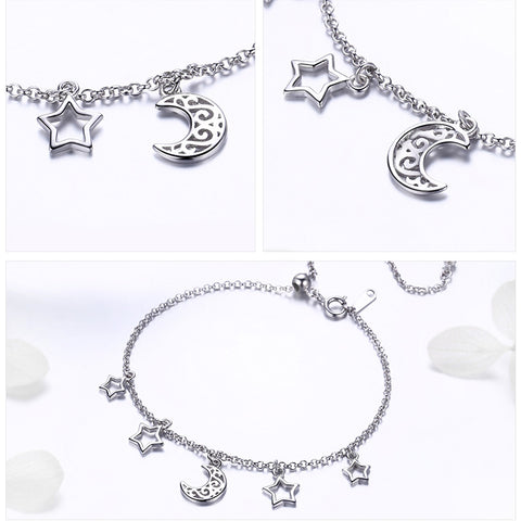 Elegant Moon and Star Bracelet
