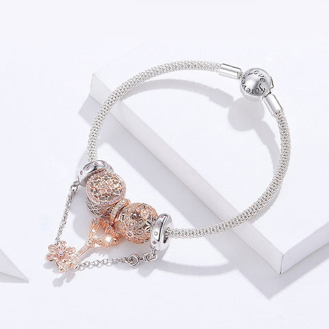 Solid Silver Flower Bracelet
