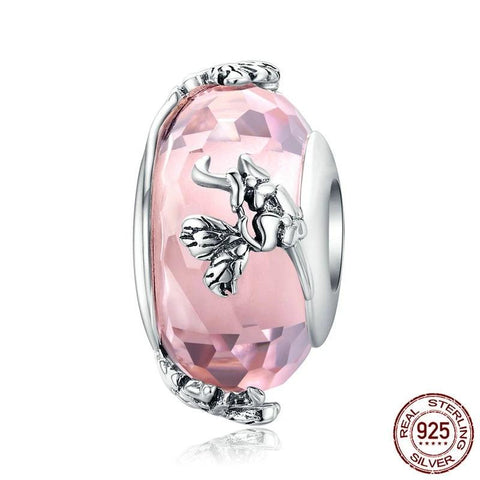 Pink Butterfly  Handmade Beads