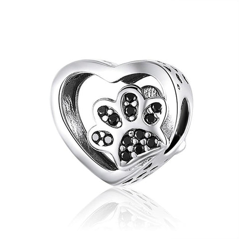 Paw Footprints Heart Charms