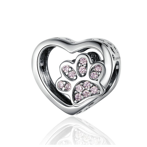 Paw Footprints Heart Charms