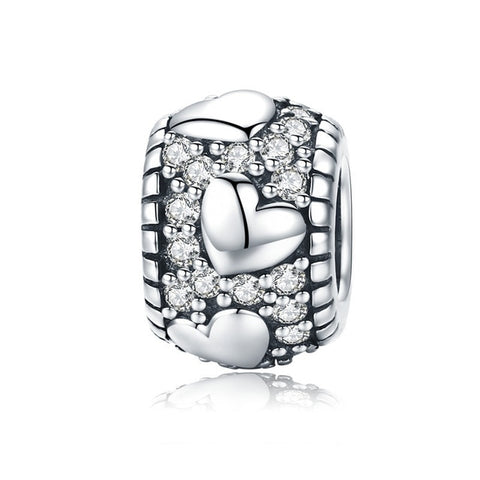 Silver Stackable Heart Beads