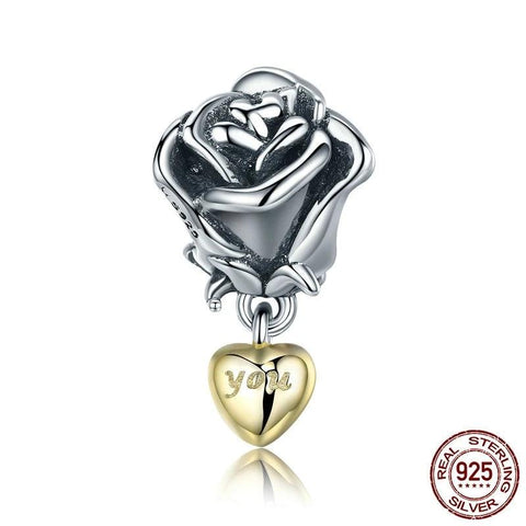 Silver Rose Flower Charm