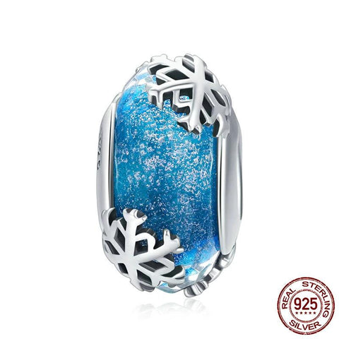 Snowflake Blue Murano Glass Beads