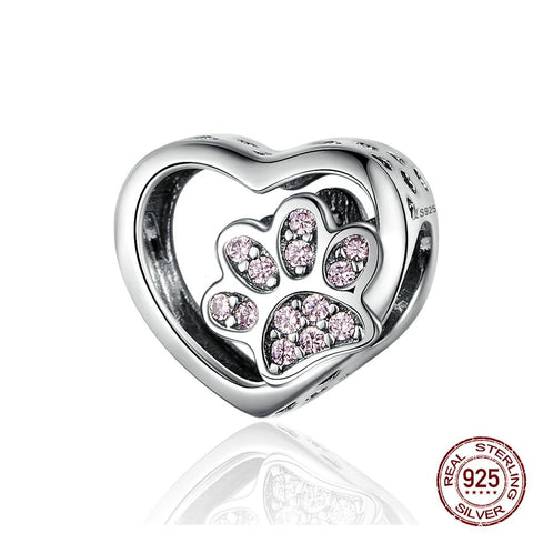 Paw Footprints Heart Charms