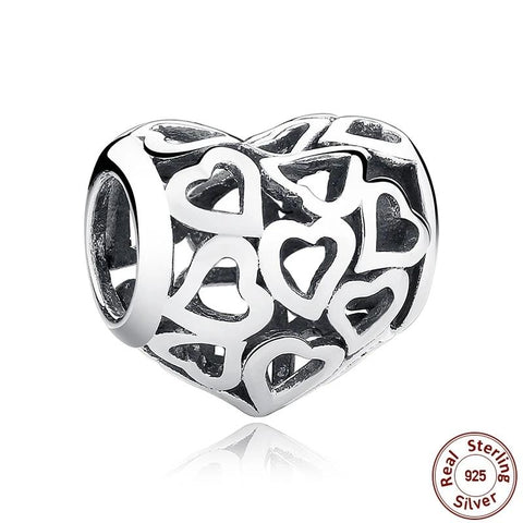Silver Skeleton Heart Charms