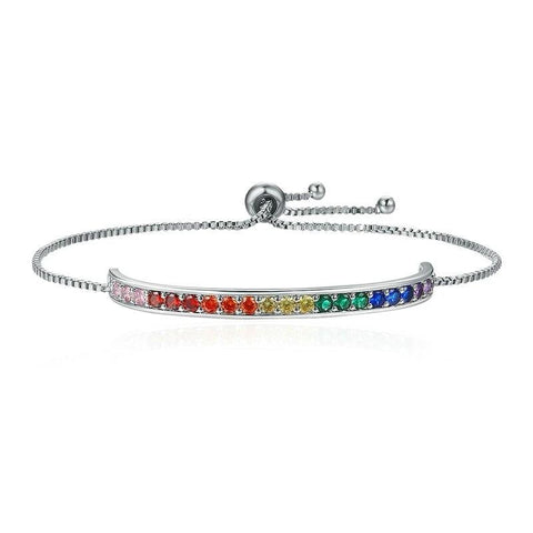 Rainbow Crystal Stamp  Bracelet