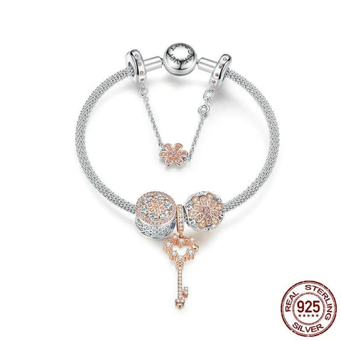 Solid Silver Flower Bracelet