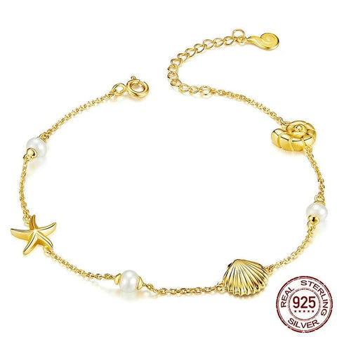 Starfish with Pearl Shell Chain Bracelet